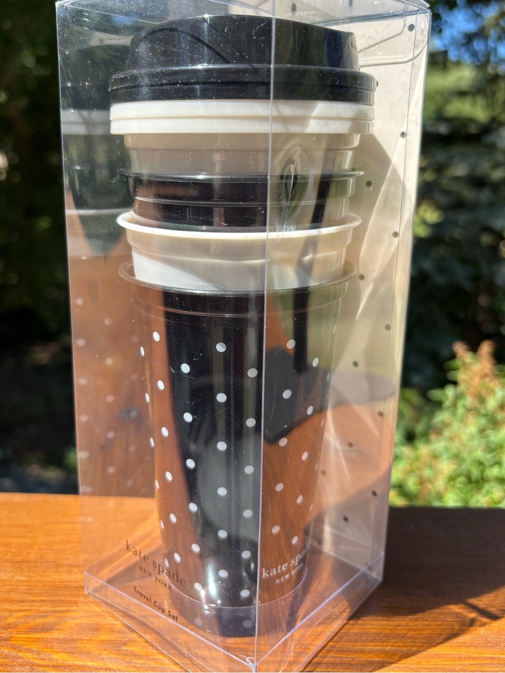 kate spade Black and White Polka Dot Travel Cup Set